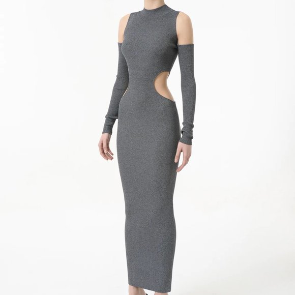 GRAY MATERIEL TBILISI CUT-OUTS SLIM DRESS - Picture 2 of 4